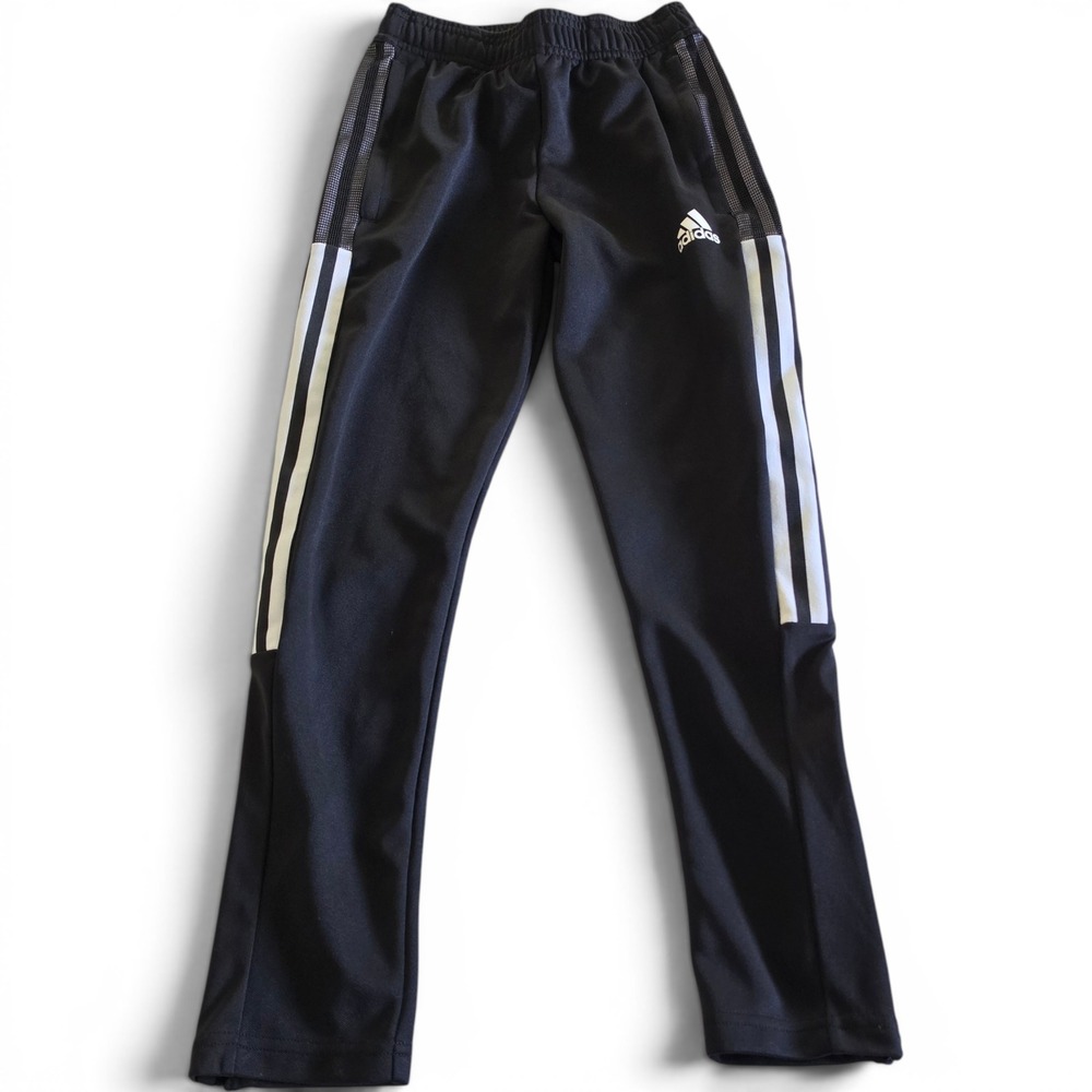 Adidas Kids Primegreen Aeroready Track Pants Black White 3-Stripe Joggers 9-10Y